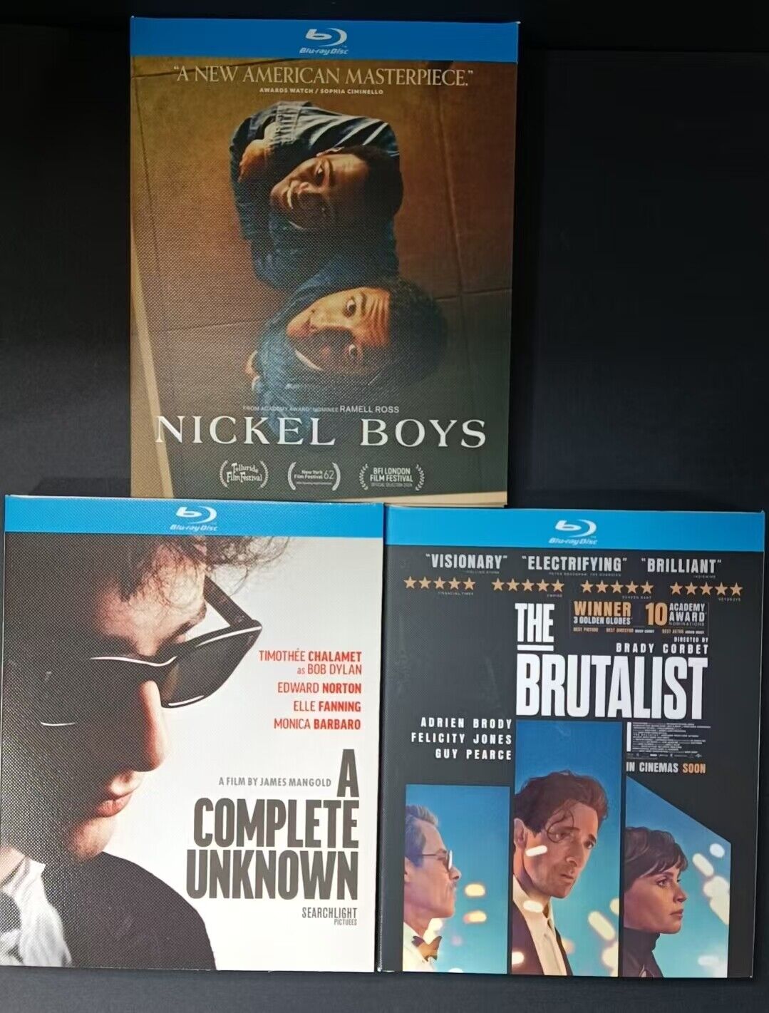 Nickel Boys+The Brutalist+A Complete Unknown: ‎ 2024 3-Disc All RegionPlay 1080P Seal Box NEW Blu-ray