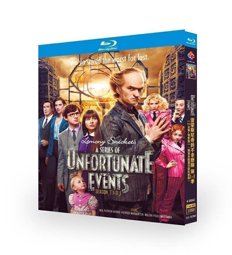 4 -Discs A of Untunate Events Season 1-3 All RegionPlay 1080P Seal Box NEW Blu-ray