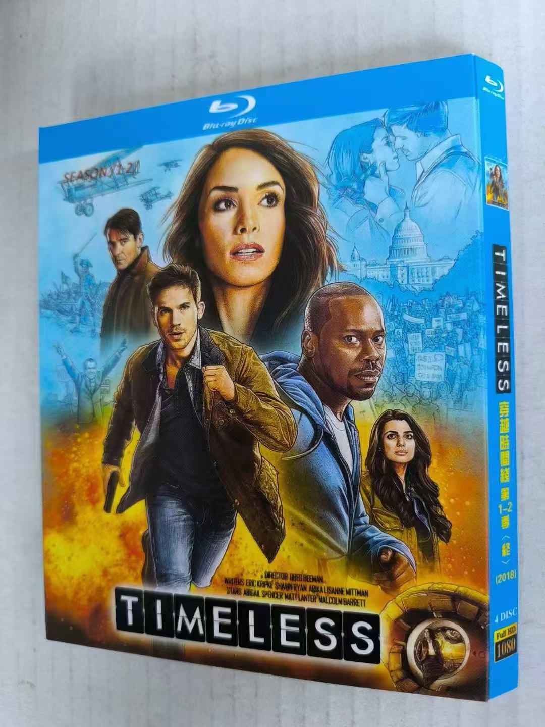 Timeless Season 1-2: 4-Disc All RegionPlay Seal Box NEW Blu-ray