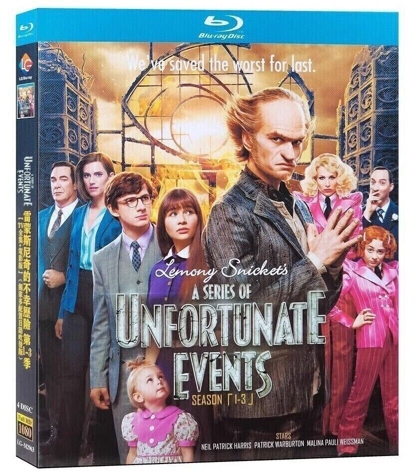 A Series of Unfortunate Events:Season 1-3 4-Disc All RegionPlay Seal Box NEW Blu-ray