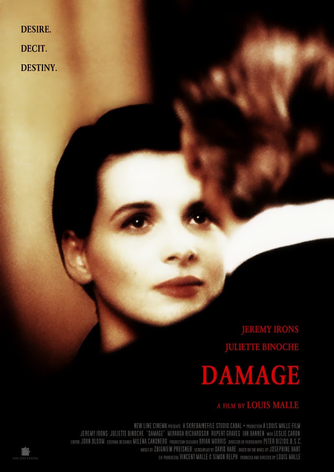1-Disc Damage (1992) 1080P for Gift Movie All RegionPlay Seal Box Blu-ray