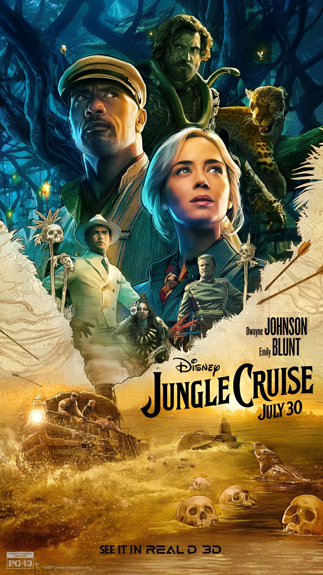 1-Disc Jungle Cruise (2021) 1080P for Gift Movie All RegionPlay Seal Box Blu-ray